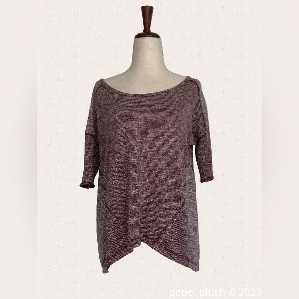 Others Follow - EUC - Burgundy Asymetrical Patchwork Top - Size Medium